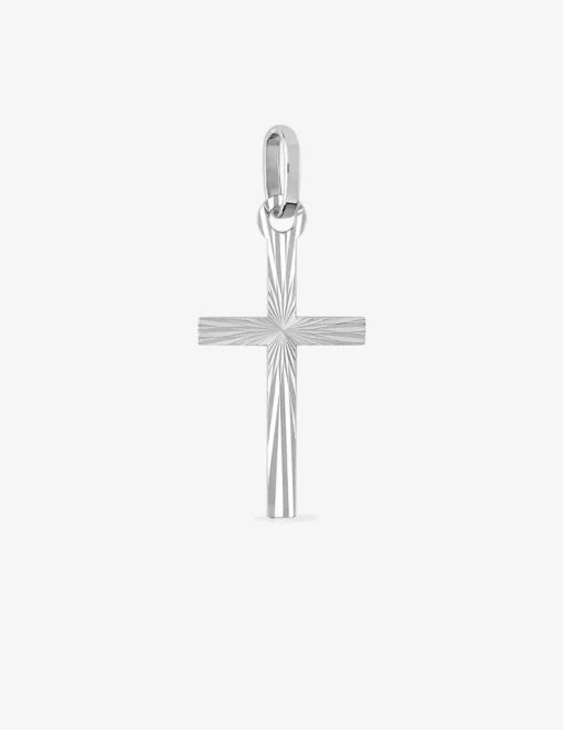 Pendentif croix or blanc 750 ‰ 10 x 25 mm SO OR