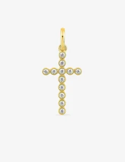 Pendentif croix or jaune 750 ‰ et oxydes de zirconium SO OR