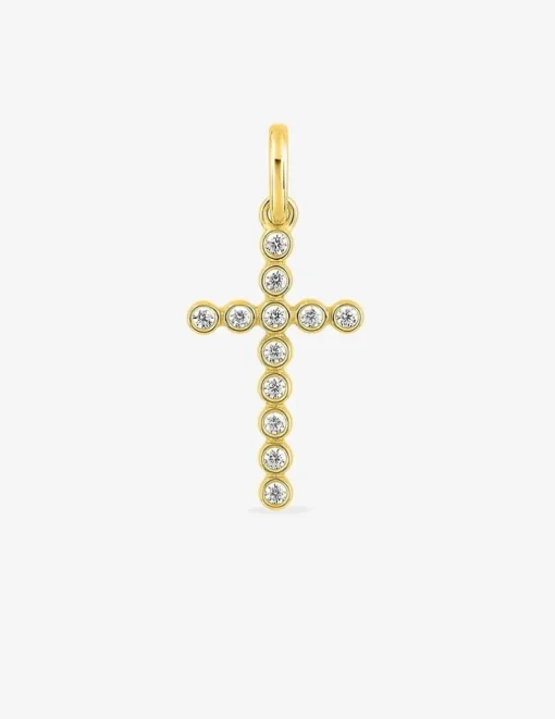 Pendentif croix or jaune 750 ‰ et oxydes de zirconium SO OR