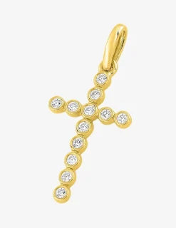 Pendentif croix or jaune 750 ‰ et oxydes de zirconium SO OR