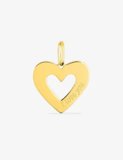 Pendentif cœur ajouré en plaqué or gravé "I love you" SO OR