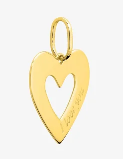 Pendentif cœur ajouré en plaqué or gravé "I love you" SO OR