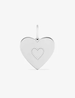 Pendentif cœur argent rhodié 925 ‰ et motif cœur ajouré SO OR