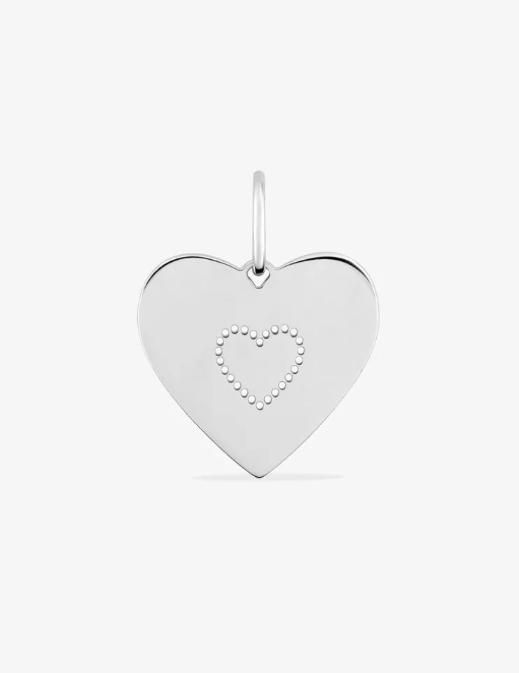 Pendentif cœur argent rhodié 925 ‰ et motif cœur ajouré SO OR