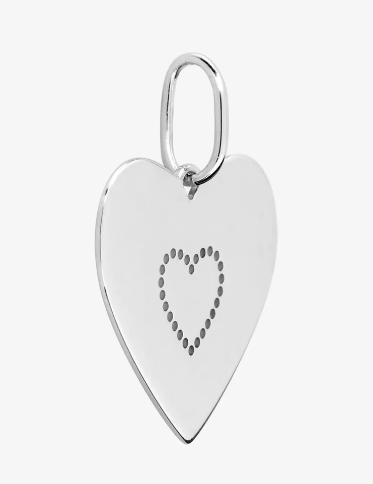 Pendentif cœur argent rhodié 925 ‰ et motif cœur ajouré SO OR