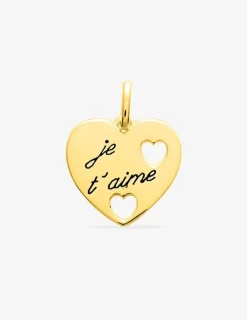 Pendentif cœur avec cœurs ajourés et gravure "je t'aime" SO OR