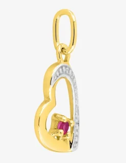 Pendentif cœur bicolore or 750‰ et rubis SO OR
