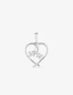 Pendentif cœur en or blanc 375 ‰ et oxydes de zirconium SO OR