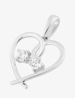 Pendentif cœur en or blanc 375 ‰ et oxydes de zirconium SO OR