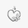 Pendentif cœur et papillon argent 925‰ rhodié et oxydes de zirconium SO OR