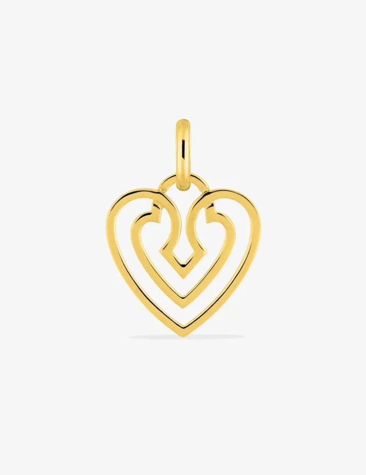 Pendentif cœur graphique plaqué or SO OR