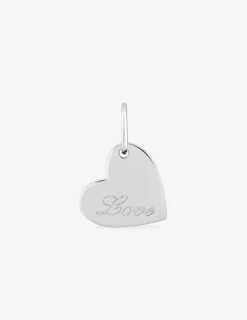 Pendentif cœur incliné en argent rhodié 925 ‰ gravé "Love" SO OR