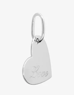 Pendentif cœur incliné en argent rhodié 925 ‰ gravé "Love" SO OR
