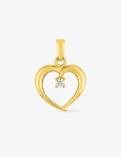 Pendentif cœur or jaune 375 ‰ et oxyde de zirconium SO OR