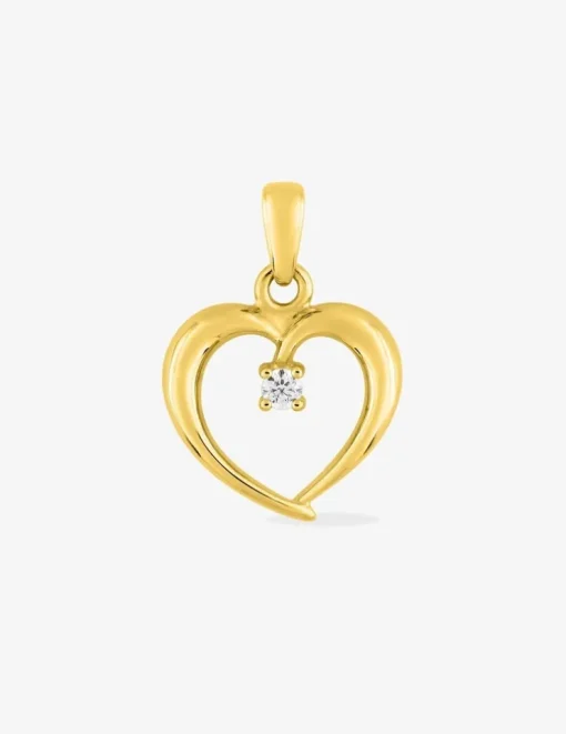 Pendentif cœur or jaune 375 ‰ et oxyde de zirconium SO OR