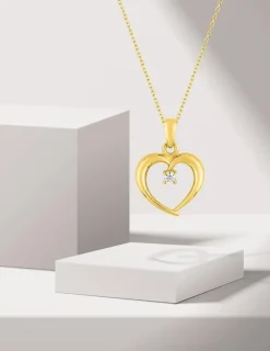 Pendentif cœur or jaune 375 ‰ et oxyde de zirconium SO OR