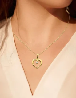 Pendentif cœur or jaune 375 ‰ et oxyde de zirconium SO OR