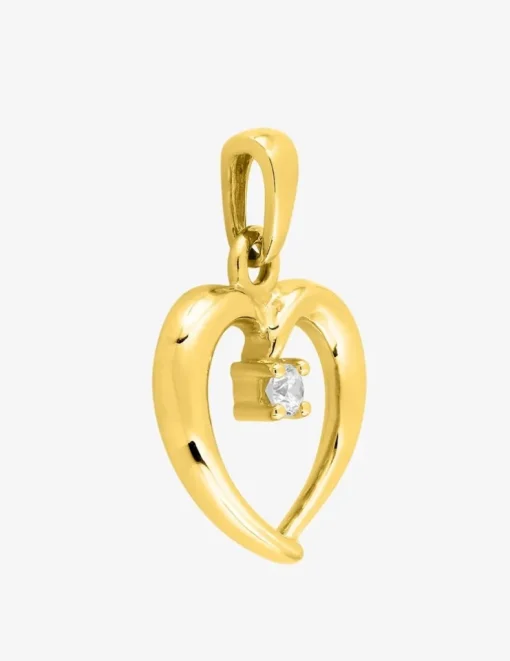 Pendentif cœur or jaune 375 ‰ et oxyde de zirconium SO OR