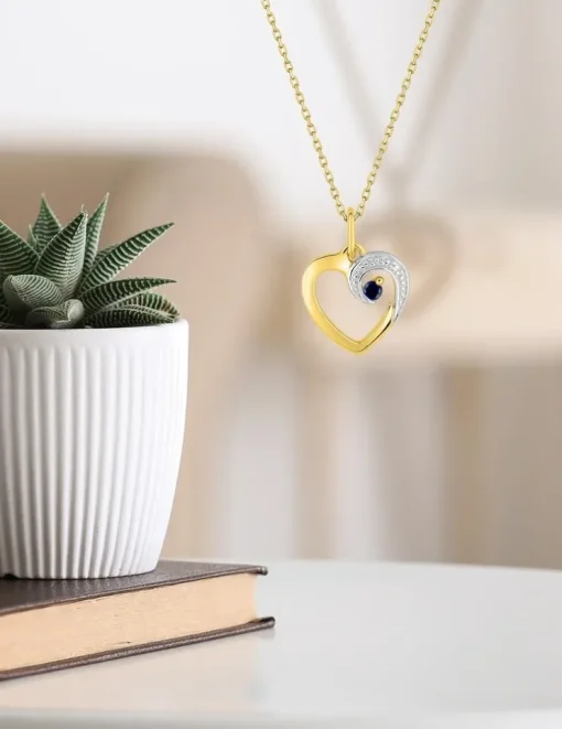 Pendentif cœur or jaune 375‰ et saphir SO OR