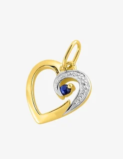 Pendentif cœur or jaune 375‰ et saphir SO OR