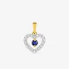 Pendentif cœur or jaune 375‰, rhodium, saphir et oxydes de zirconium SO OR