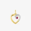 Pendentif cœur or jaune 750‰ rubis et rhodium SO OR