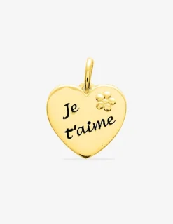 Pendentif cœur "je t'aime" en plaqué or SO OR