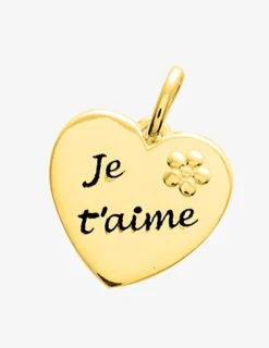 Pendentif cœur "je t'aime" en plaqué or SO OR