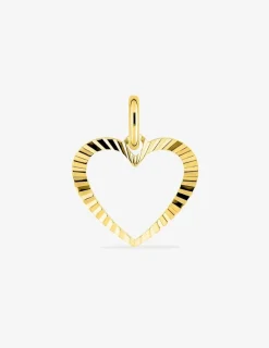 Pendentif cœur strié or jaune 750‰ SO OR