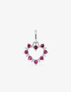 Pendentif en argent 925 ‰ rhodié, motif cœur et oxydes de zirconium rouges et blancs SO OR