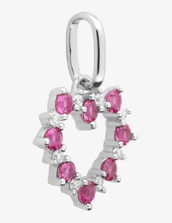 Pendentif en argent 925 ‰ rhodié, motif cœur et oxydes de zirconium rouges et blancs SO OR