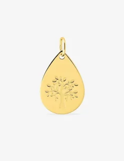 Pendentif forme de goutte or jaune 375 ‰ avec motif "arbre de vie" SO OR