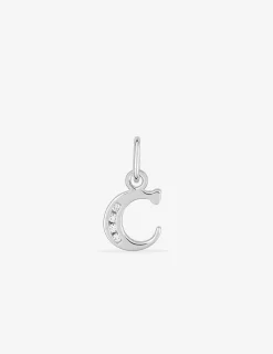 Pendentif initiale C argent 925 ‰ rhodié et oxydes de zirconium SO OR