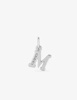 Pendentif initiale M argent 925 ‰ rhodié et oxydes de zirconium SO OR