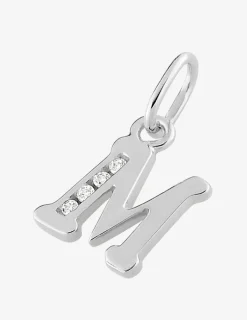 Pendentif initiale M argent 925 ‰ rhodié et oxydes de zirconium SO OR
