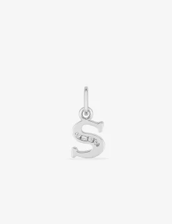 Pendentif initiale S argent 925 ‰ rhodié et oxydes de zirconium SO OR