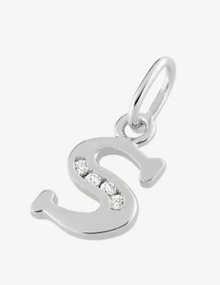 Pendentif initiale S argent 925 ‰ rhodié et oxydes de zirconium SO OR