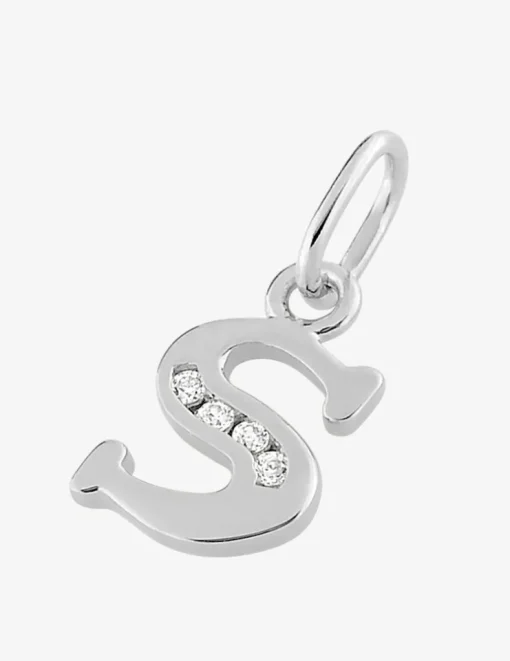 Pendentif initiale S argent 925 ‰ rhodié et oxydes de zirconium SO OR