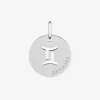 Pendentif jeton argent 925 ‰ rhodié zodiac gémeaux SO OR