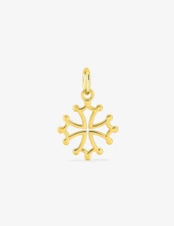 Pendentif jeton croix occitane plaqué or 14 mm SO OR