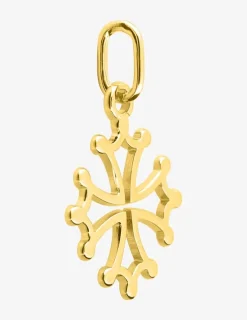 Pendentif jeton croix occitane plaqué or 14 mm SO OR