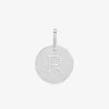 Pendentif jeton initiale R percée argent 925‰ rhodié SO OR
