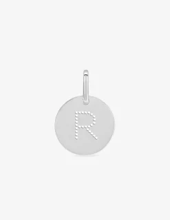 Pendentif jeton initiale R percée argent 925‰ rhodié SO OR