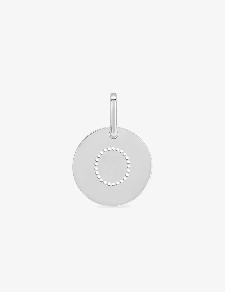 Pendentif jeton initiale O percée argent 925‰ rhodié SO OR