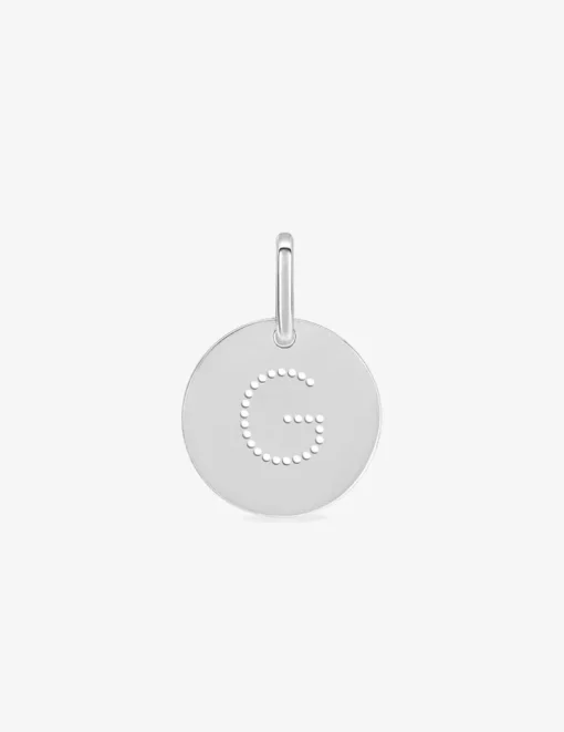 Pendentif jeton initiale G percée argent 925‰ rhodié SO OR