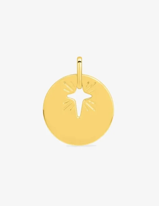 Pendentif jeton motif croix en or jaune 375 ‰ SO OR