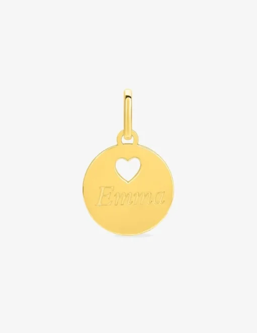 Pendentif jeton motif cœur en or jaune 375 ‰ SO OR