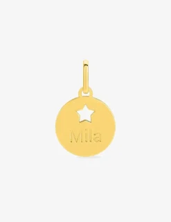 Pendentif jeton motif étoile en or jaune 375 ‰ SO OR