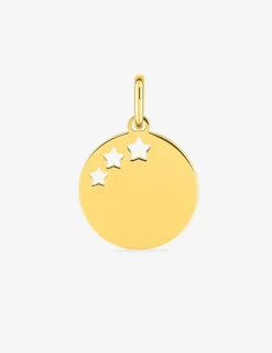 Pendentif jeton motif étoiles en or jaune 375 ‰ SO OR