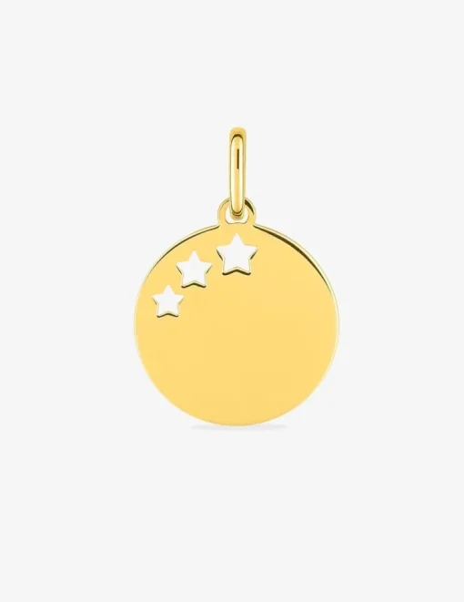Pendentif jeton motif étoiles en or jaune 375 ‰ SO OR
